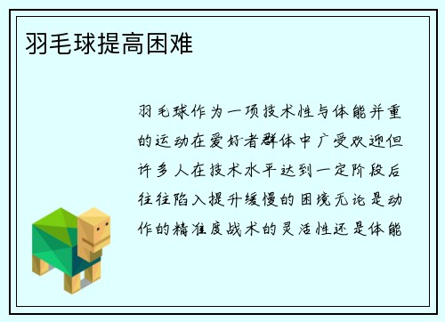羽毛球提高困难